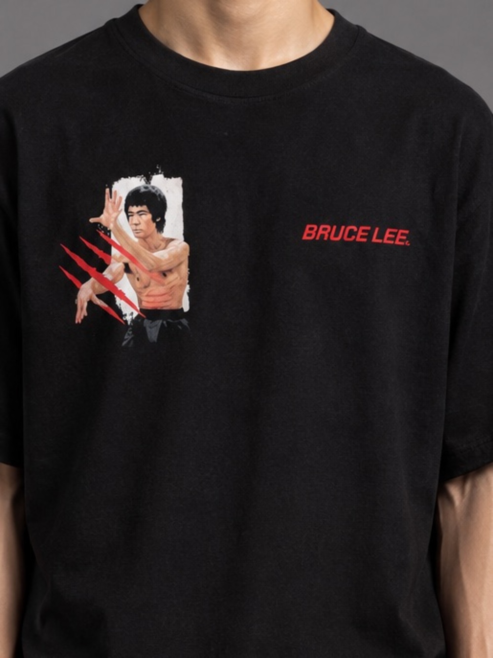 NEW BRUCE LEE Graphic Tee in Black with Red Accent